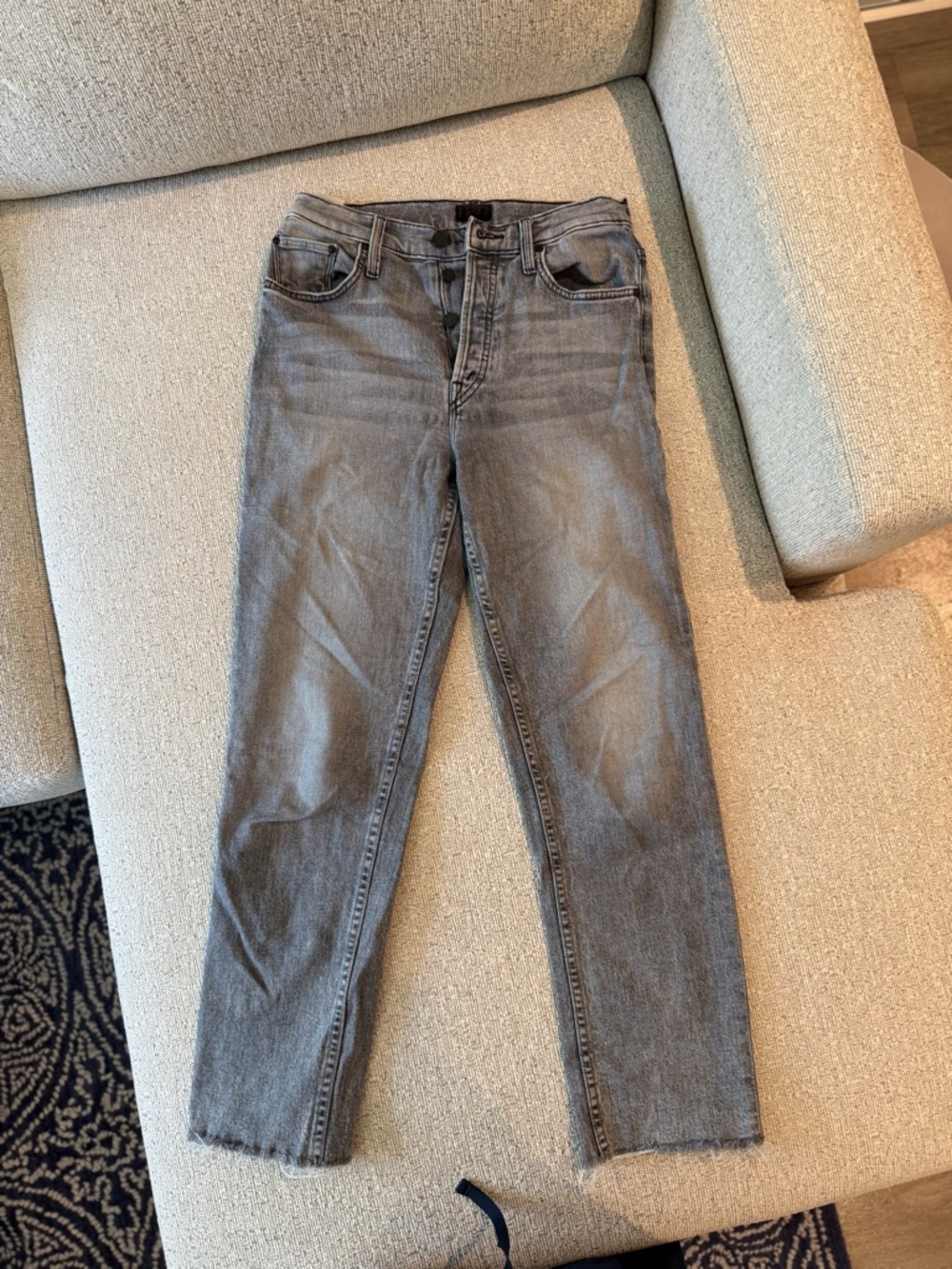 MOTHER Dark Grey Ankle Fray Jeans